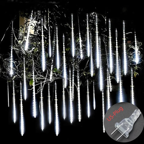 Solar Meteor Shower Rain String Lights Waterproof Garden Light 8 Tubes