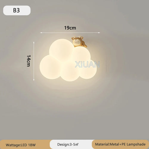 Monkey Light Wall Lamp White Cloud Sconce Nursery Room 2024