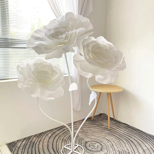 Giant Artificial Flower Rose with Flower Stem Base Foam Flowers