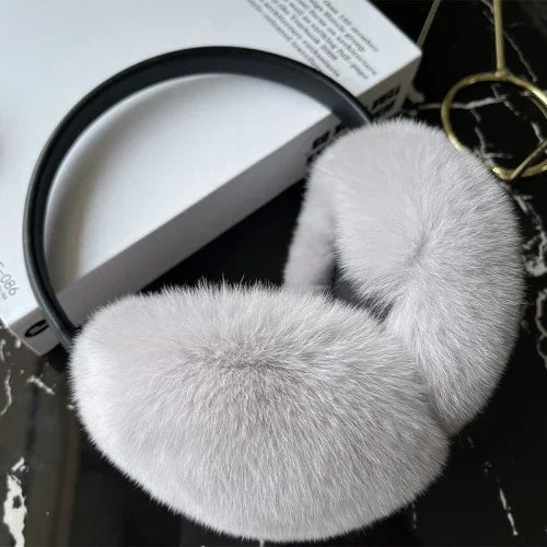 Women's Real Rex Rabbit Fur Earmuffs - Soft & Warm Winter Headgear