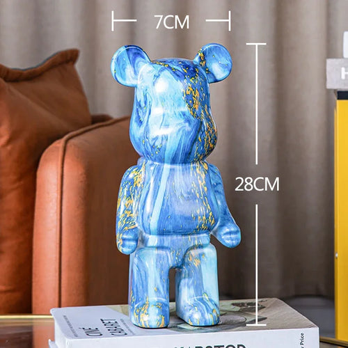 2024 Resin Bear Sculpture | Bold Water Transfer Print Decor for Living Room