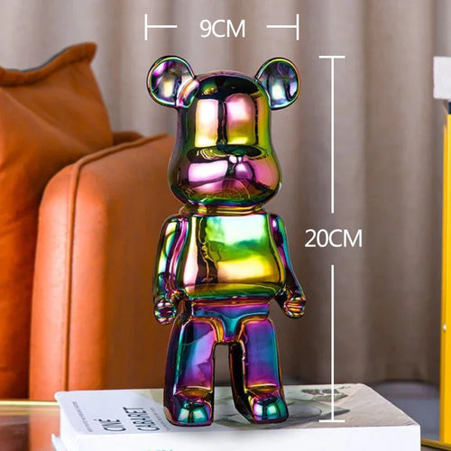 2024 Resin Bear Sculpture | Bold Water Transfer Print Decor for Living Room