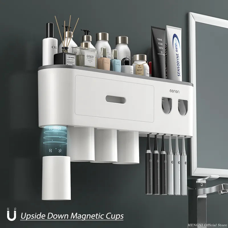 MENGNI-Magnetic Adsorption Inverted Toothbrush Holder Wall -Automatic 2024