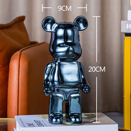 2024 Resin Bear Sculpture | Bold Water Transfer Print Decor for Living Room