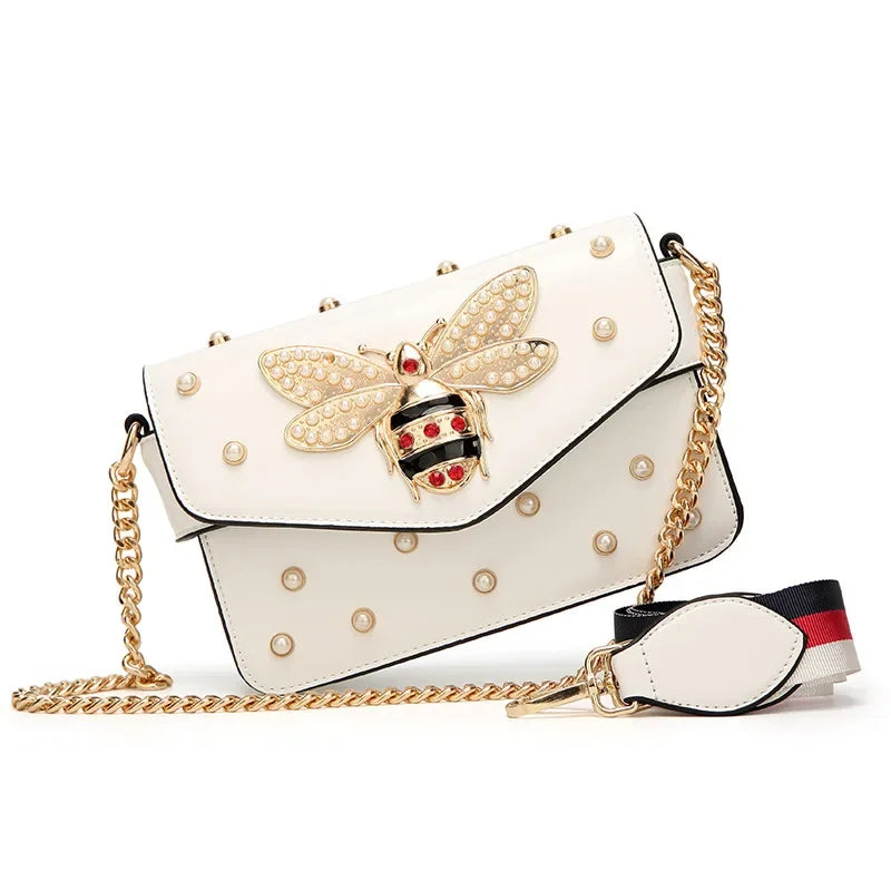 2025 Women's Spliced Bee Shoulder Bag