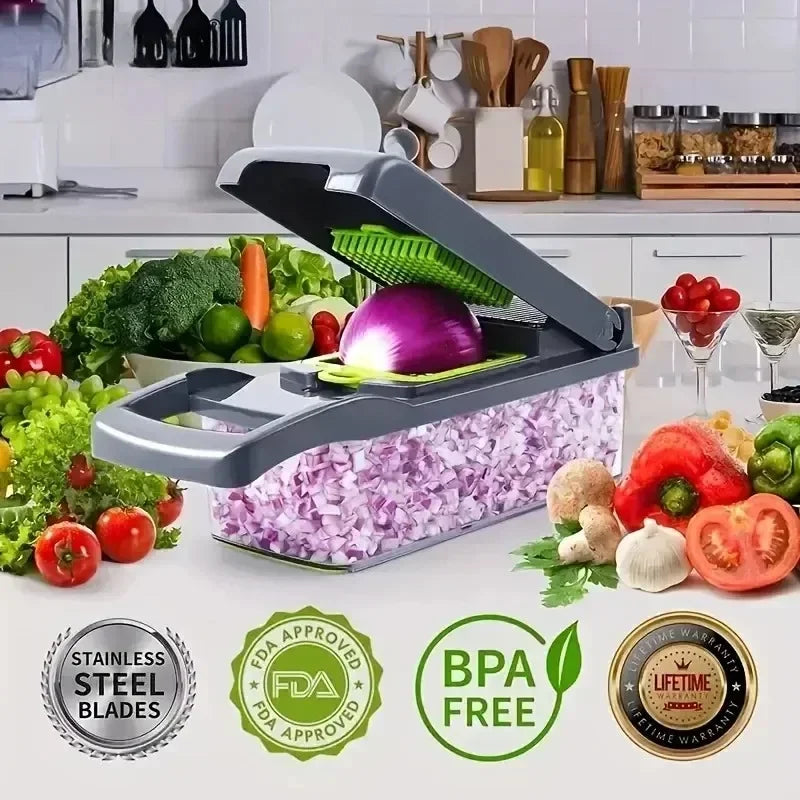 Multifunctional Vegetable Slicer & Dicer, 14/16-in-1 Kitchen Food Chopper with Handle 2025