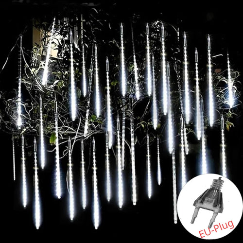 Solar Meteor Shower Rain String Lights Waterproof Garden Light 8 Tubes