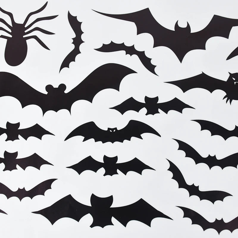 4pcs/set Halloween Witch Window Glass Stickers Horror Black Cat Spider