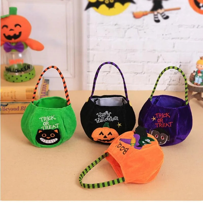 2025 Halloween Pumpkin Boo Trick or Treat Portable Candy Bag Tote Bucket