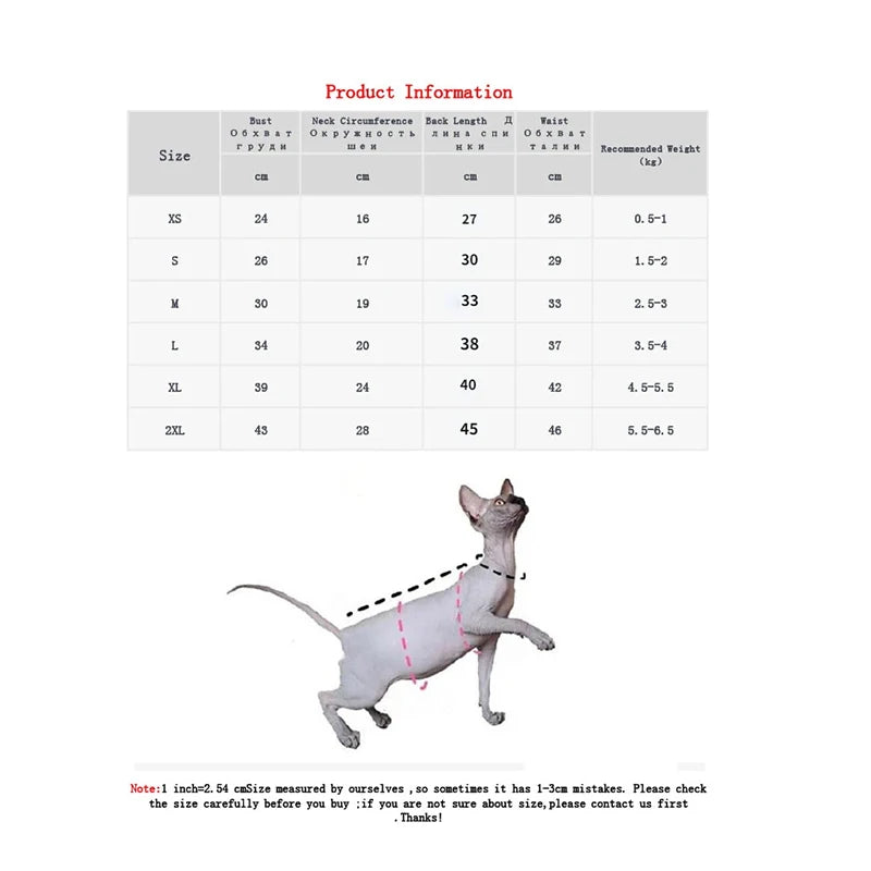 2024 New Hairless Cat Sweater Winter Fashion Thickening Warm Sphynx