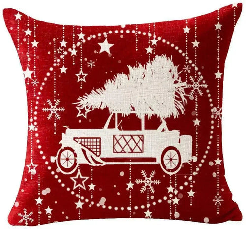 Holiday Cotton Linen Santa Snowflake Elk Decorative Throw Pillow