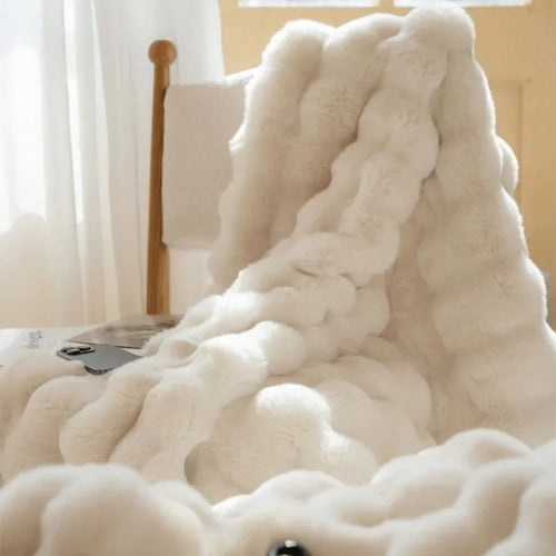 2024 Double-Sided Faux Fur Plush Blanket | Warm Winter Throw for Bed