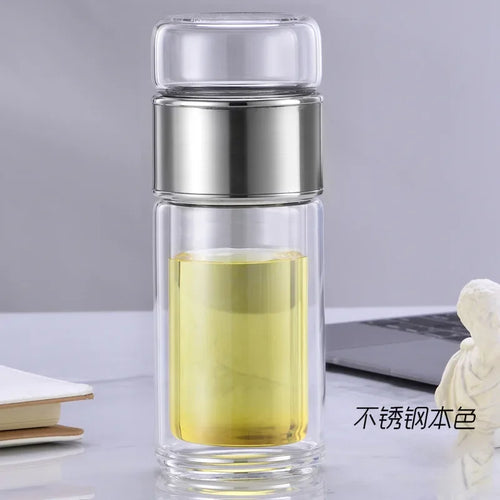 Tea Water Bottle High Borosilicate Glass Double Layer Tea Water Cup 2024