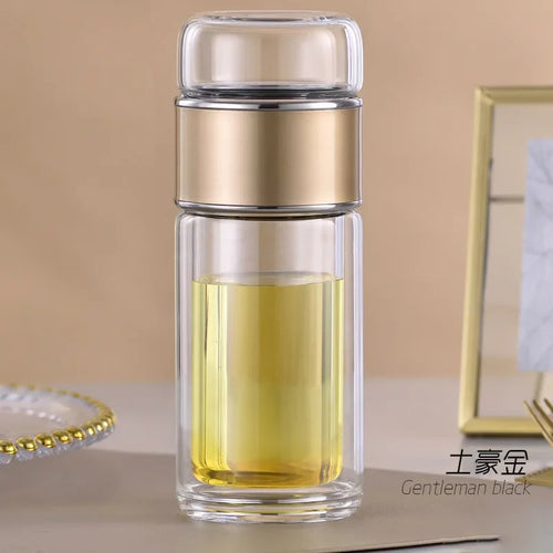 Tea Water Bottle High Borosilicate Glass Double Layer Tea Water Cup 2024