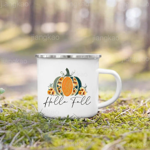 2025 It's Fall Y'all Pumpkin Print Mug Coffee Cup Thanksgiving / Halloween Party Juice