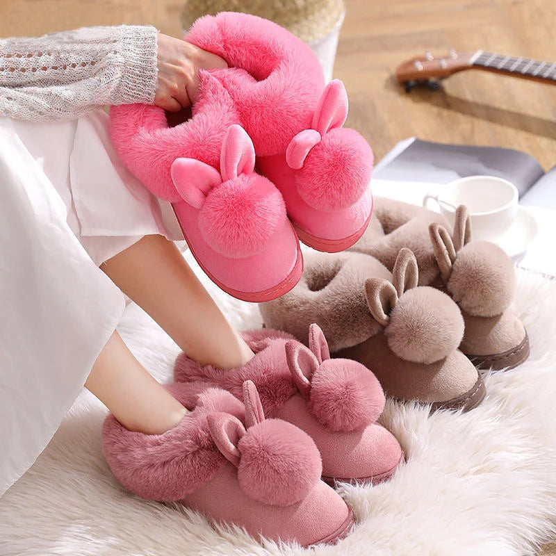 Plush Winter Slippers – Women’s Furry Indoor Comfort Boots