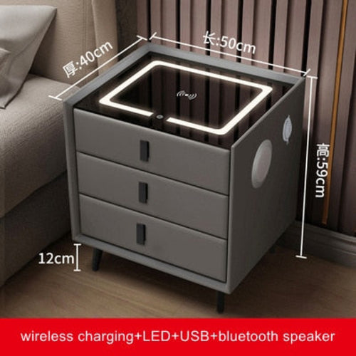 Smart Bedside Table with Wireless USB Charging Creative