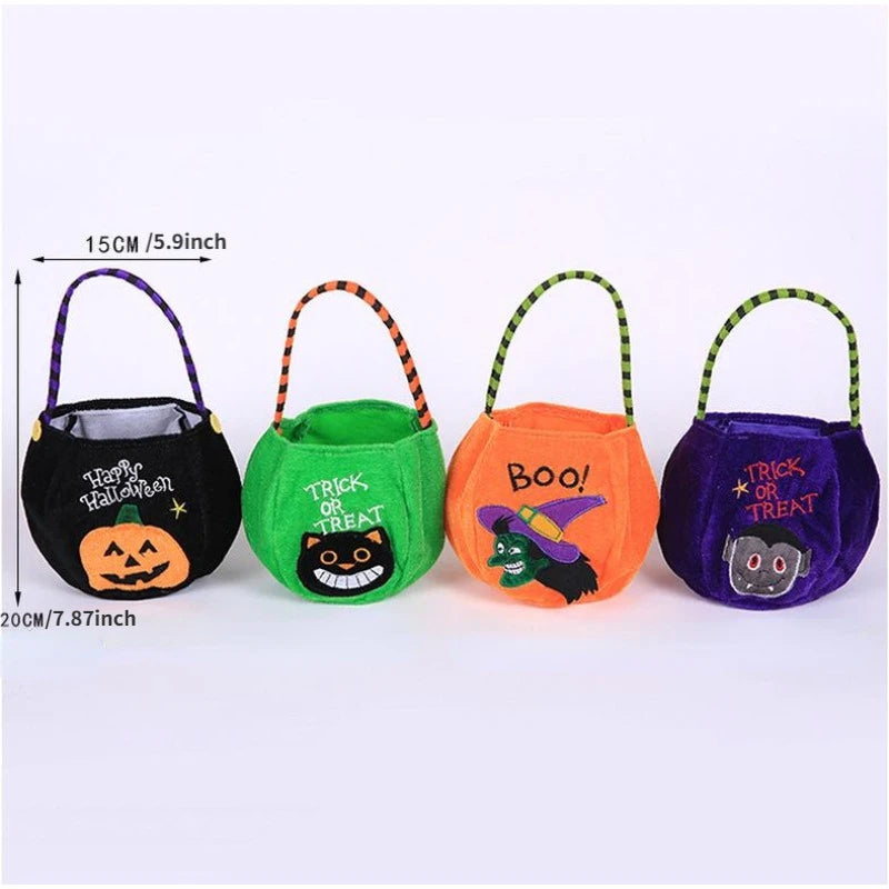 2025 Halloween Pumpkin Boo Trick or Treat Portable Candy Bag Tote Bucket