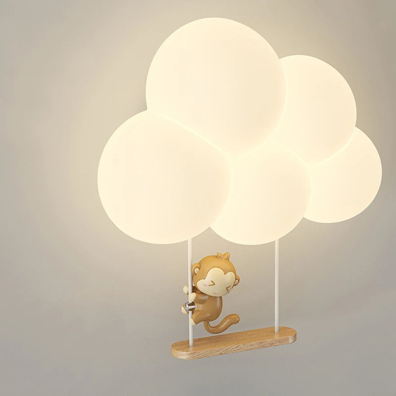 Monkey Light Wall Lamp White Cloud Sconce Nursery Room 2024