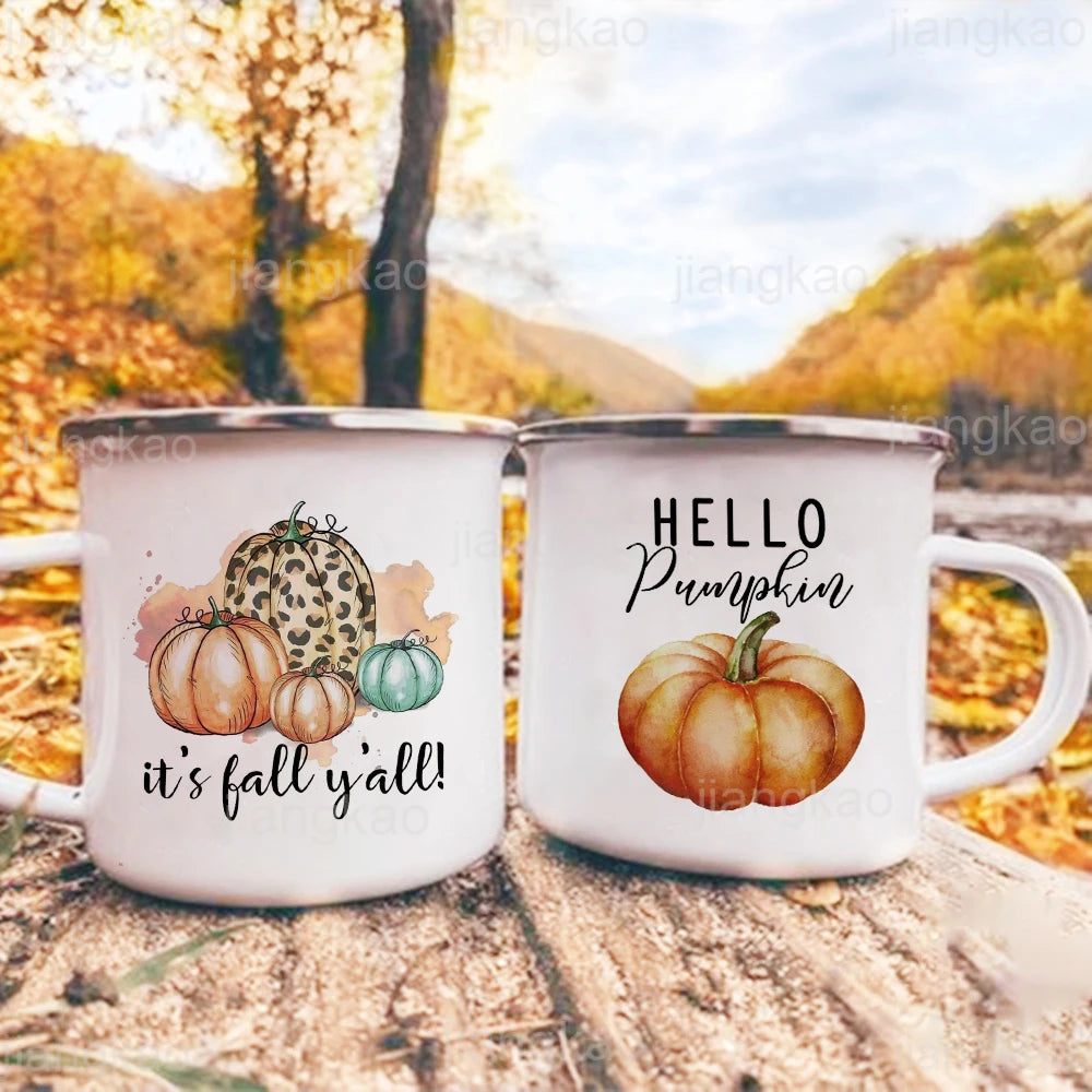 2025 It's Fall Y'all Pumpkin Print Mug Coffee Cup Thanksgiving / Halloween Party Juice