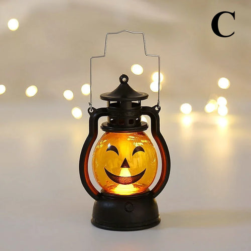 1-10PCS Halloween Ghost Face Pumpkin Lamp Portable Pumpkin Lamp Skull