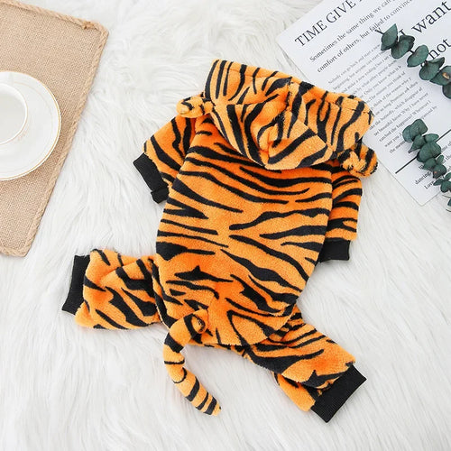 Snuggle-Paws Flannel Costume – Warm Tiger & Dinosaur Roleplay Outfit for Pets