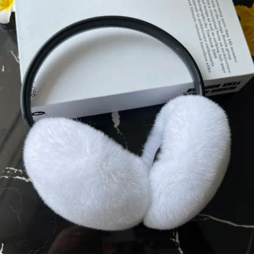 Women's Real Rex Rabbit Fur Earmuffs - Soft & Warm Winter Headgear