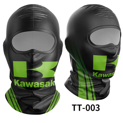 Kawasaki Motorcycle Ice Silk Head Cover – UV Protection Sunscreen Mask