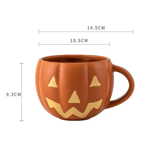 Cute Funny Pumpkin Ceramic Mug Halloween Themed Ghost Devil Retro