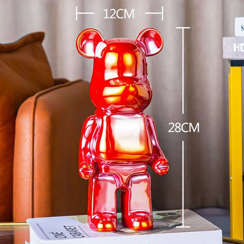 2024 Resin Bear Sculpture | Bold Water Transfer Print Decor for Living Room