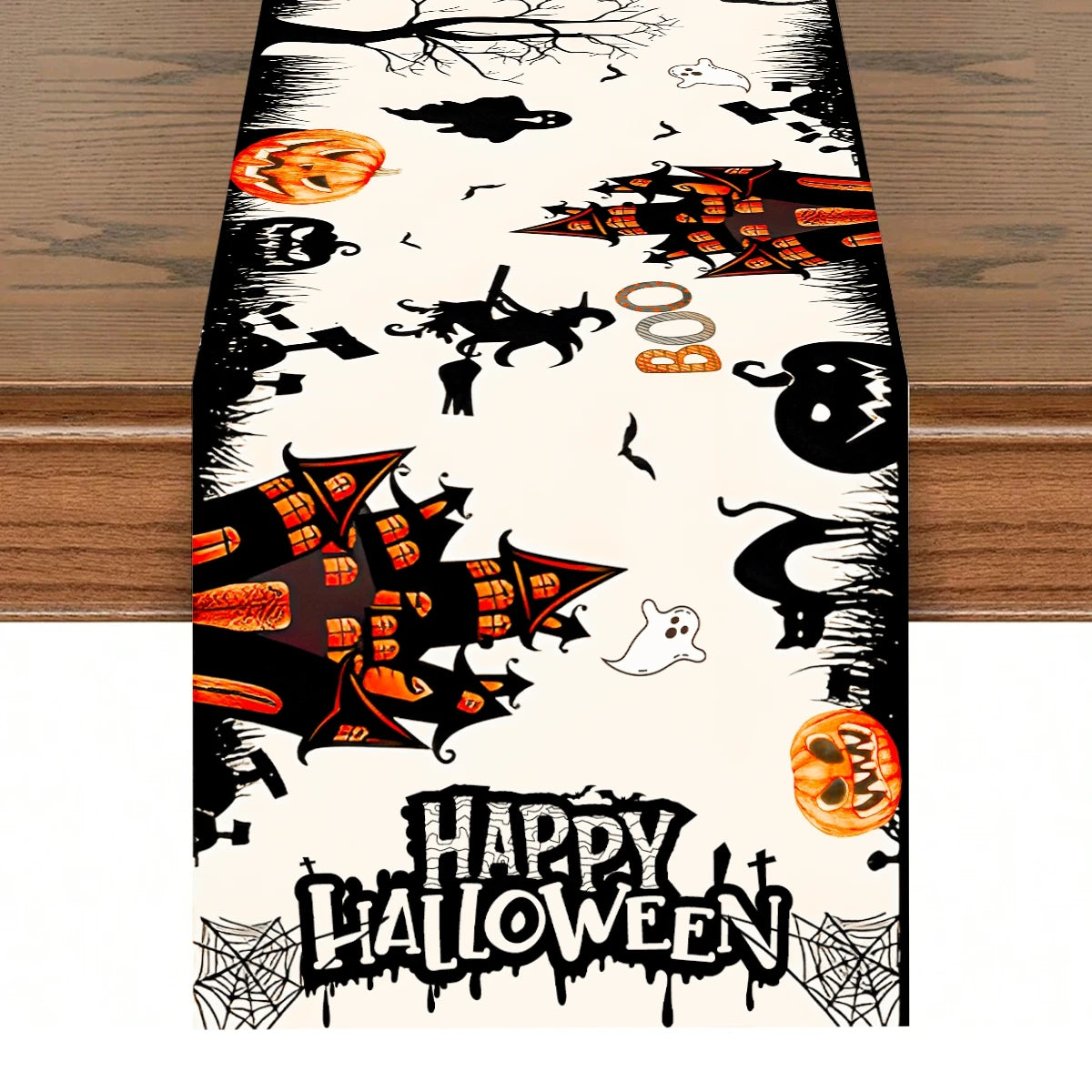 Halloween Table Runner Happy Halloween Party Decorations For Home 2024