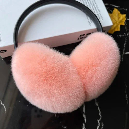 Women's Real Rex Rabbit Fur Earmuffs - Soft & Warm Winter Headgear