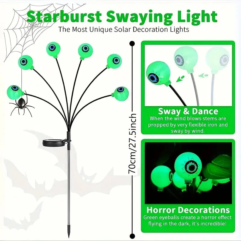 1pc Halloween Eyeball String Lights, Solar Energy, Courtyard, Garden,