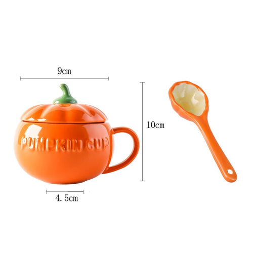 2025 Halloween Creative Pumpkin Mug Ceramic Cup With Spoon Soup Mug With