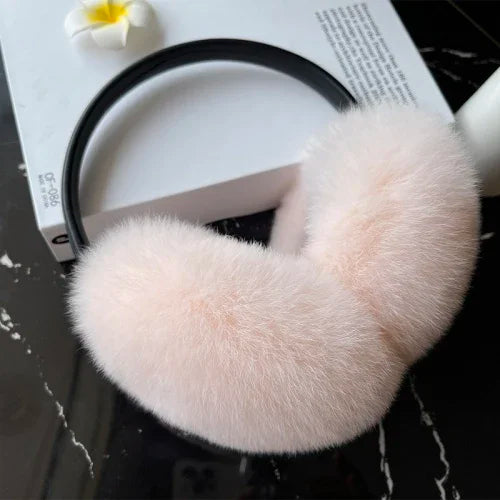 Women's Real Rex Rabbit Fur Earmuffs - Soft & Warm Winter Headgear