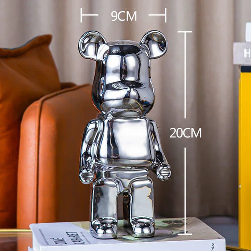 2024 Resin Bear Sculpture | Bold Water Transfer Print Decor for Living Room