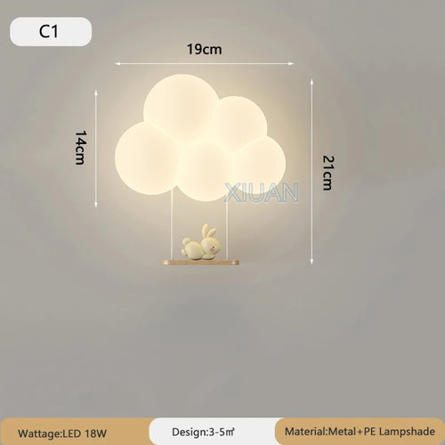 Monkey Light Wall Lamp White Cloud Sconce Nursery Room 2024