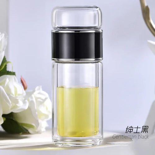 Tea Water Bottle High Borosilicate Glass Double Layer Tea Water Cup 2024