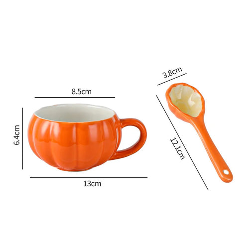 2025 Halloween Creative Pumpkin Mug Ceramic Cup With Spoon Soup Mug With