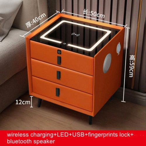 Smart Bedside Table with Wireless USB Charging Creative