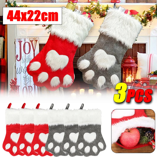 Christmas Socks Dog Paw Christmas Socks New Year Candy Gift Bag