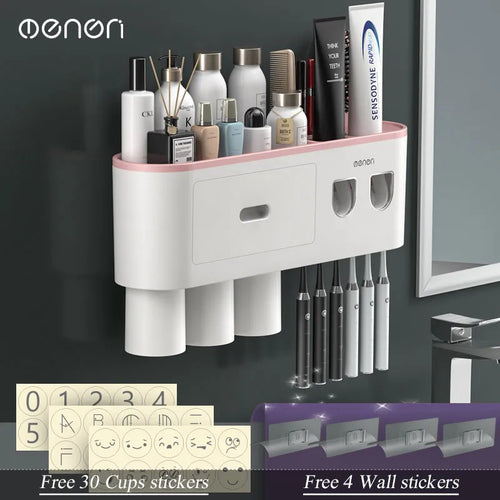 MENGNI-Magnetic Adsorption Inverted Toothbrush Holder Wall -Automatic 2024