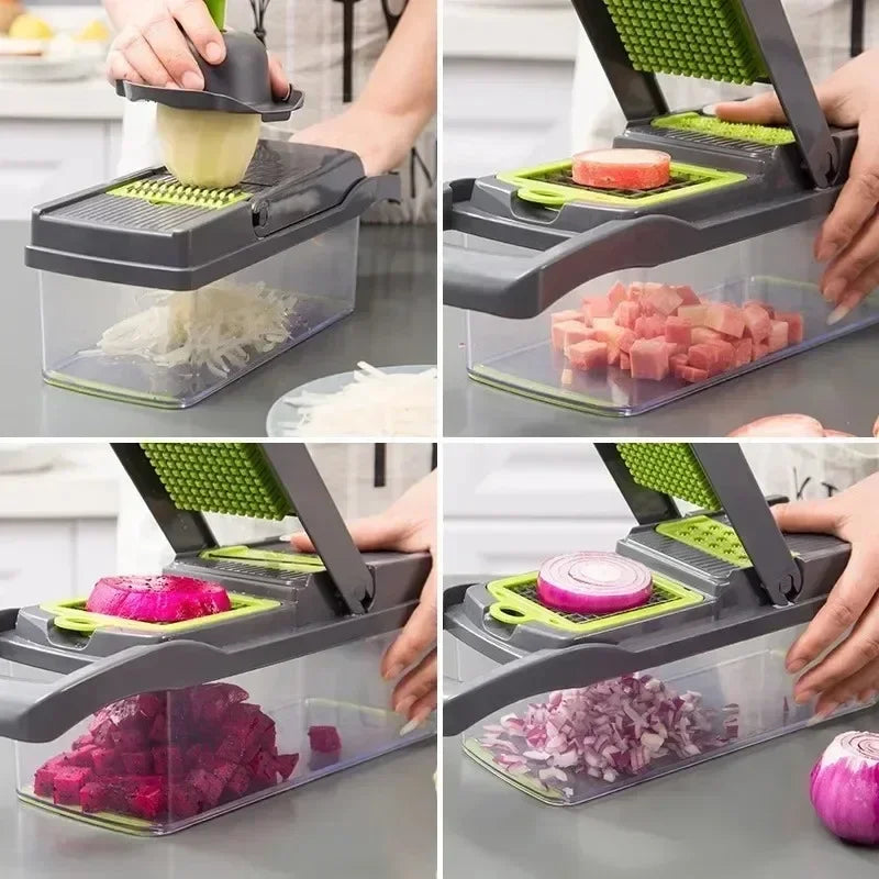 Multifunctional Vegetable Slicer & Dicer, 14/16-in-1 Kitchen Food Chopper with Handle 2025