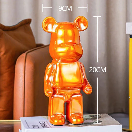 2024 Resin Bear Sculpture | Bold Water Transfer Print Decor for Living Room