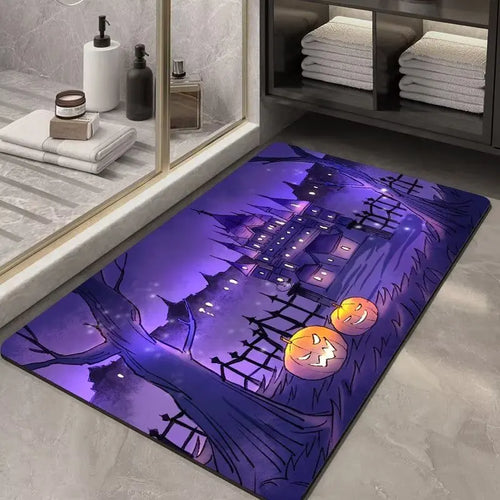 VIKAMA Halloween Mat For The Entrance Door Crystal Velvet Halloween 2024