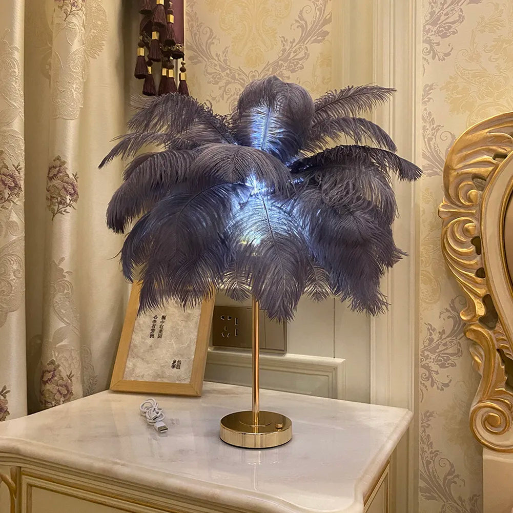 2024 New Touch Control Table Feather Lamp For Wedding Bedroom