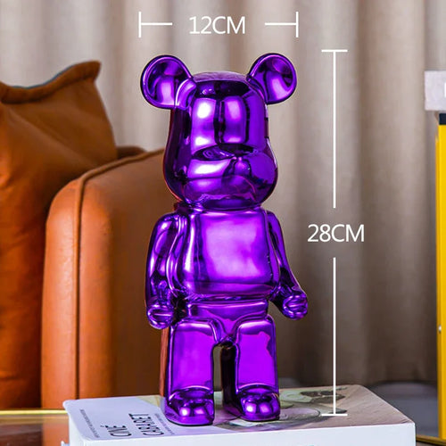 2024 Resin Bear Sculpture | Bold Water Transfer Print Decor for Living Room