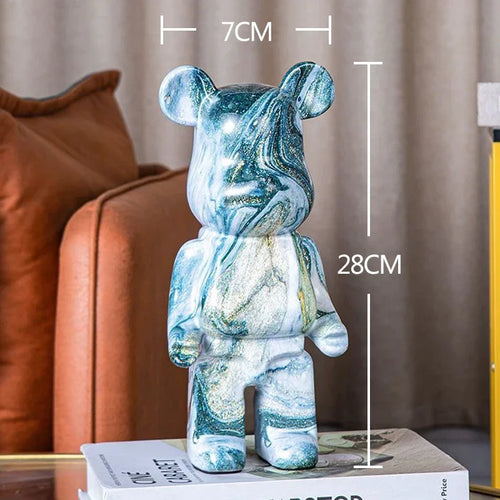 2024 Resin Bear Sculpture | Bold Water Transfer Print Decor for Living Room