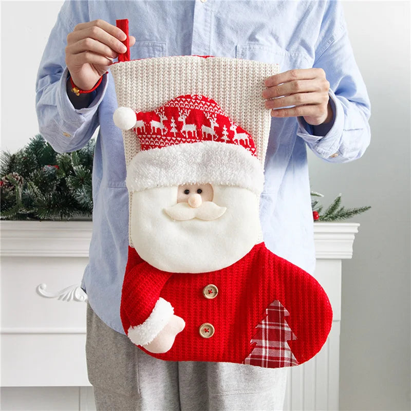 2024 Red White Christmas Stocking Santa Claus / Fireplace Decor