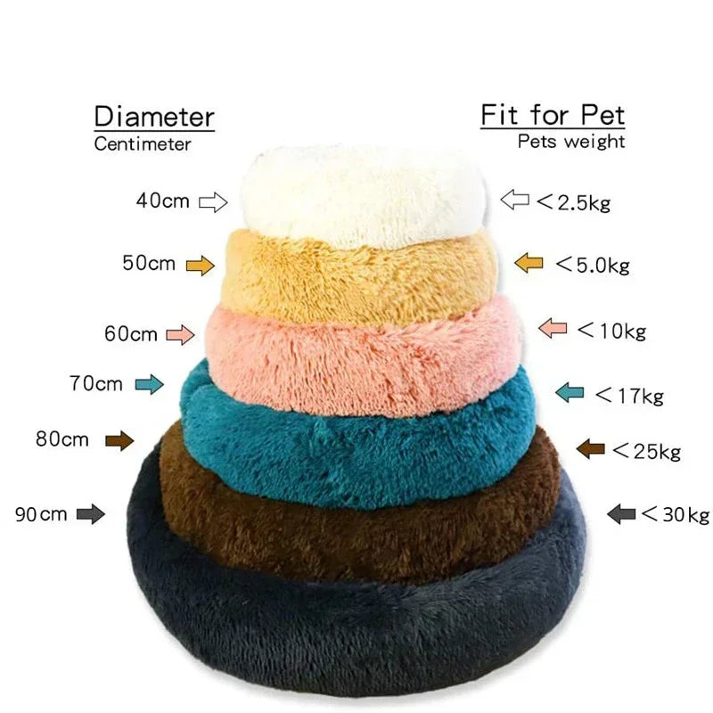 40-90cm Round Pet Bed for Large Dog Bed Super Soft Cat Bed Long Plush 2024